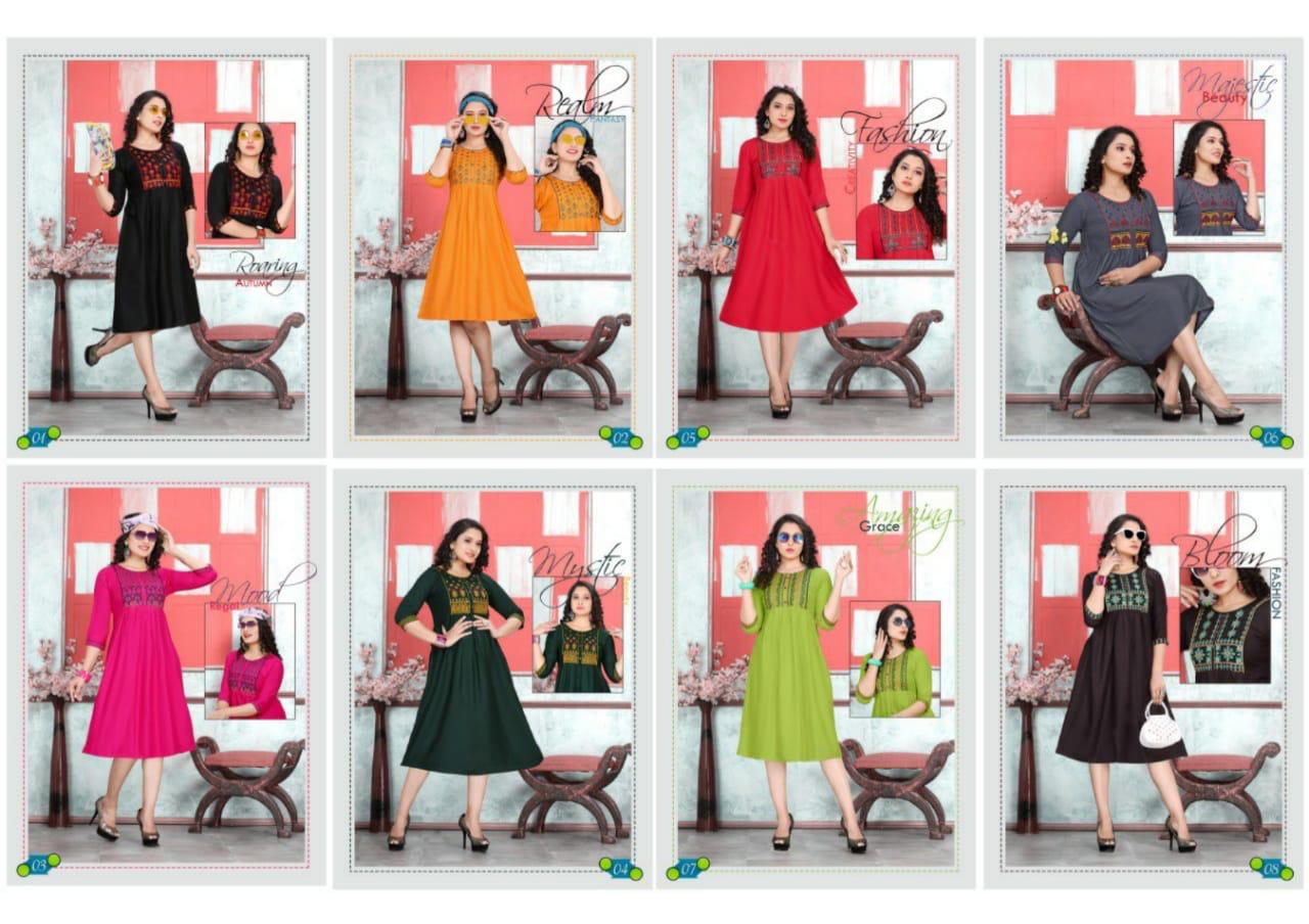 Trendy Orange Latest Fancy Designer Ethnic Wear Heavy Rayon Kurti Collection
